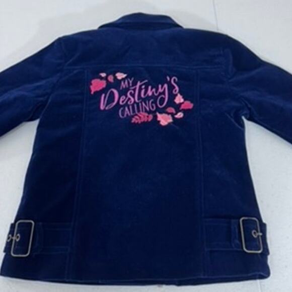 "DISNEY" Frozen 2, Velvet,Embroidered,Girls Jacket,SZ 5/6, Asymmetrical Zipper - Picture 6 of 9